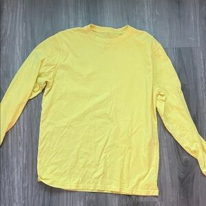 American Eagle Outfitters Long Sleeve Crewneck Tee in Bright Yellow